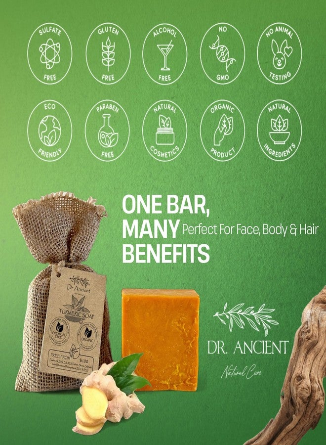 Dr.Ancient Turmeric Soap Bar, Organic Soap Bars Handcrafted the Traditional Way, Natural Chemical-Free, Vegan, Used for Face Wash, Body Wash, and Hand Cleansing, Moisturizing, Nourishing Care - Image 2